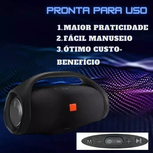 Caixa De Som Alto-falante Boombox 35cm Portátil Bluetooth