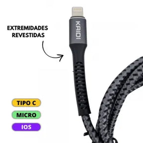 CABO DE DADOS 3A NYLON USB - KAIDI - KD-2501