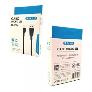 CABO DE DADOS USB PARA MICRO USB/V8 2.1A COM 1 METRO - IT-BLUE - LE-1024