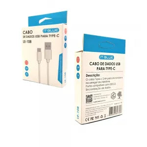 CABO DE DADOS USB PARA TIPO-C 2.4A COM 1 METRO - IT-BLUE - LE-108