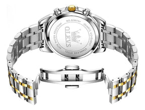 Olevs Relógio Masculino Original Luxo Aço Quartzo 3675