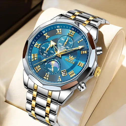 Olevs Relógio Masculino Original Luxo Aço Quartzo 3675