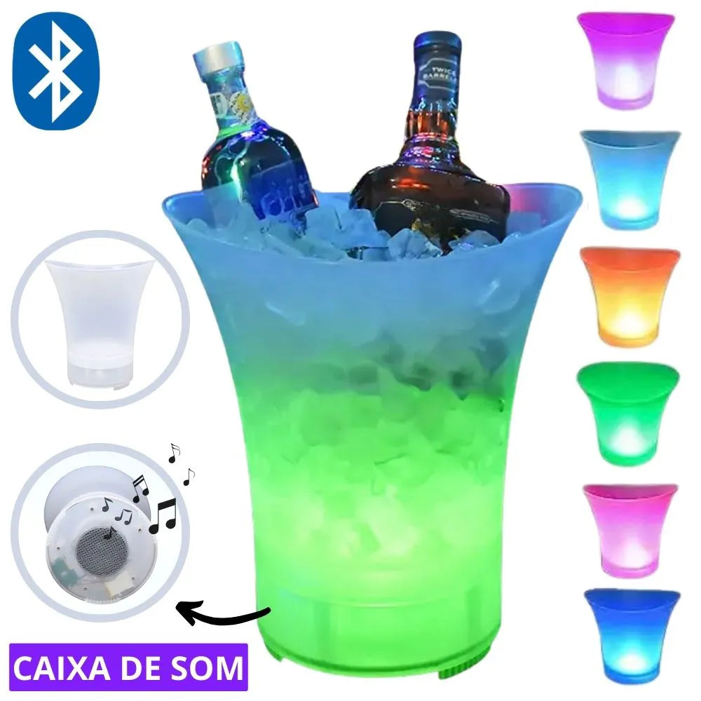 BALDE DE BEBIDAS COM CAIXA DE SOM BLUETOOTH LED RGB - AL-8707 - ALTOMEX