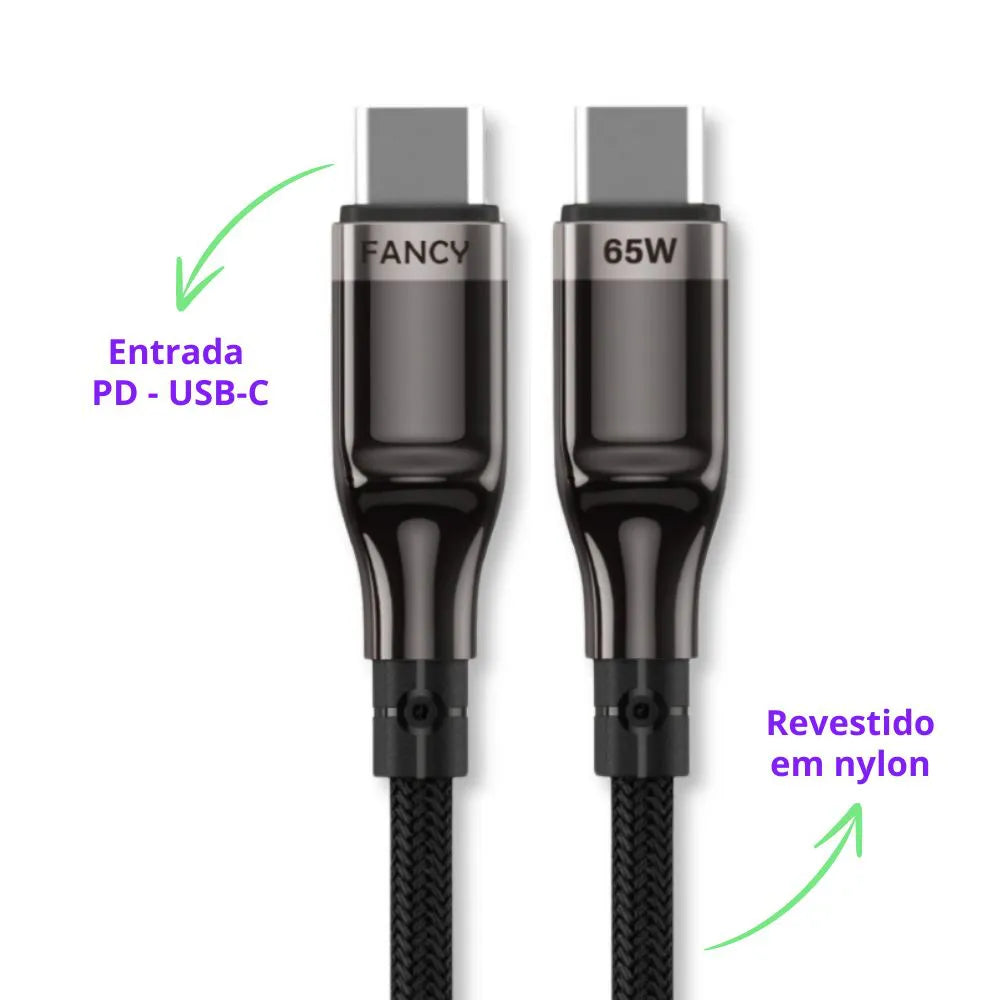 CABO DE DADOS PD USB-C 3.0A EM NYLON - 1 METRO - FANCY