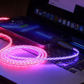 Cabo de Dados Tipo-C Led Light Rainbow - 1 Metro - Hrebos - CB-508