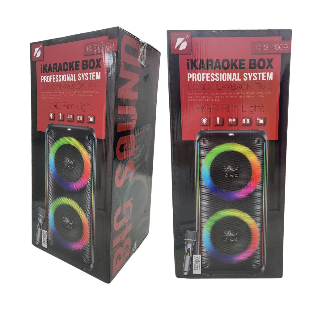 CAIXA DE SOM BLUETOOTH 75W C/ MICROFONE LED RGB - KTS-1909 - KTS
