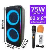 CAIXA DE SOM BLUETOOTH 75W C/ MICROFONE LED RGB - KTS-1909 - KTS