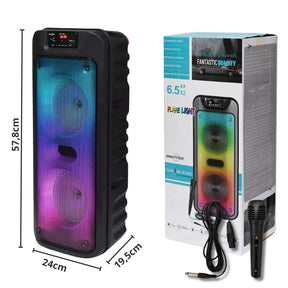CAIXA DE SOM BLUETOOTH C/ MICROFONE 6,5"X2 LED RGB - GREATNICE - GTS-1703
