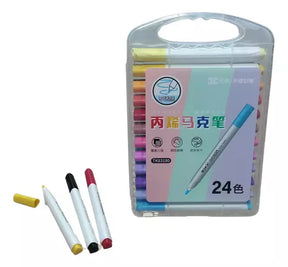 KIT 24 CANETINHAS MARCADORAS ACRÍLICAS PONTA ÚNICA TK-24